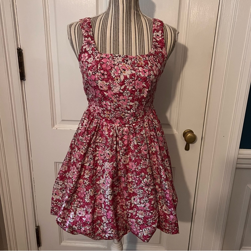 Band of the free XS nwt balloon dress pink floral smocked D138